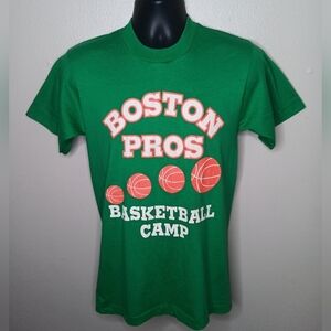VTG 80s 90s Boston Celtics Pros Basketball Camp Small T-shirt Single Stitch USA